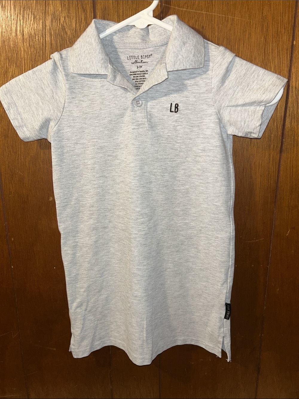 3/$25 Little Bipsy | Heather Gray Polo Dress with LB Embroidery
